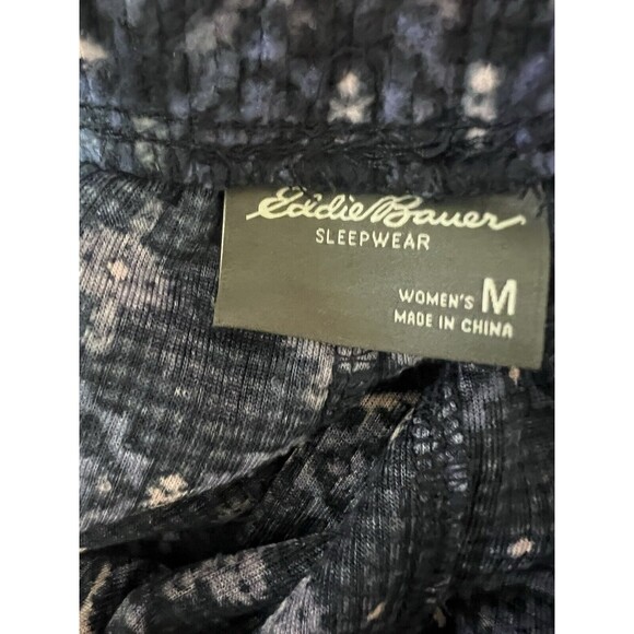 Eddie Bauer Ladies 2 Piece Pajama Bottom Set Pant and Shorts Medium Blue White - Picture 6 of 8